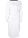 Aganovich Draped Midi Dress In White
