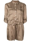 Cinq À Sept Giles Long-sleeve Drawstring Romper In Pewter