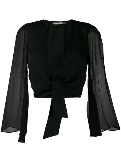 Alice And Olivia Alice+olivia Tie Front Blouse - 黑色 In Black