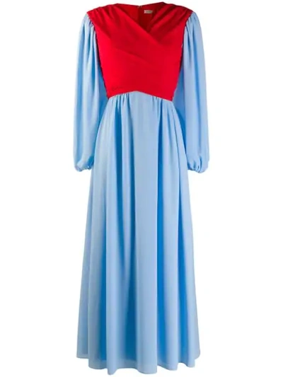 Emilia Wickstead Flared Wrap Dress In 259 Sky Blue/red