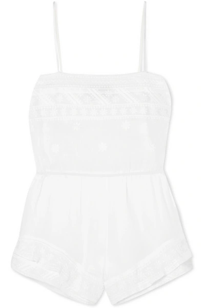 Isabel Marant Elery Embroidered Cotton-gauze Playsuit In White