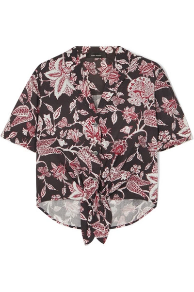 Isabel Marant Neel Tie-front Floral-print Cotton Shirt In Black