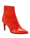 Rag & Bone Beha Suede And Patent Leather Ankle Booties In Orange Patent Leather/suede