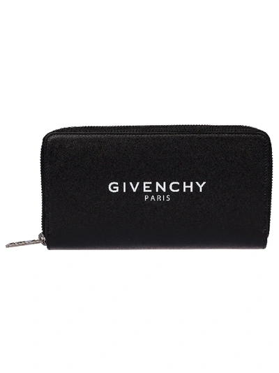 Givenchy Logo Zip Around Wallet In Black