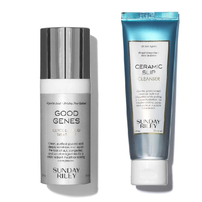 Sunday Riley Good Genes Glycolic Acid And Ceramic Slip Cleanser Flash Fix Kit