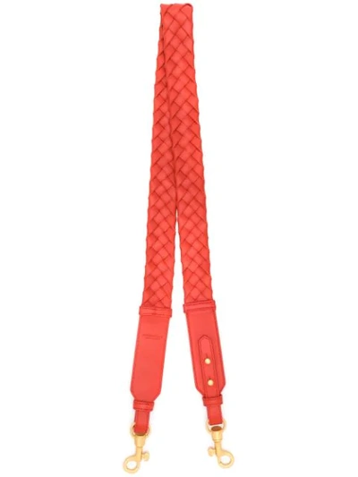 Bottega Veneta Woven Bag Strap In Orange