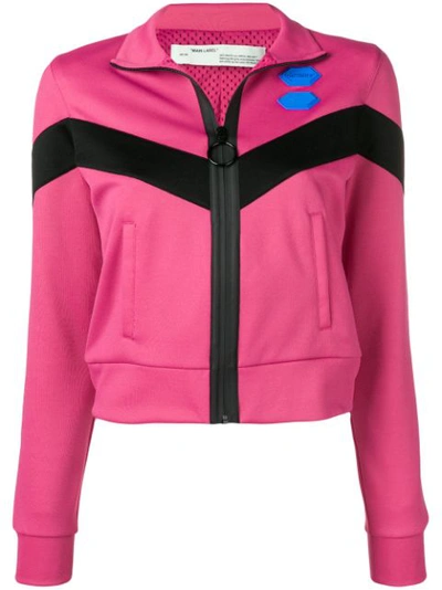 Off-white Cropped Track Jacket In Fuchsia