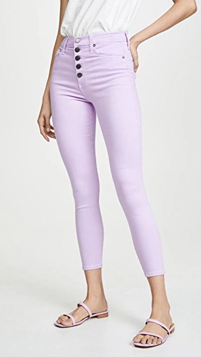 Alice And Olivia Good High Rise Exposed Button Jeans In Orchid