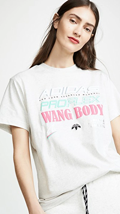 Adidas Originals By Alexander Wang Graphic Tee In Heather/white/bahpnk