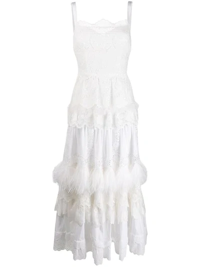 Dolce & Gabbana Textured Frill Dress In White