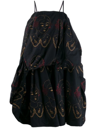 Simone Rocha Faces Print Dress In Black