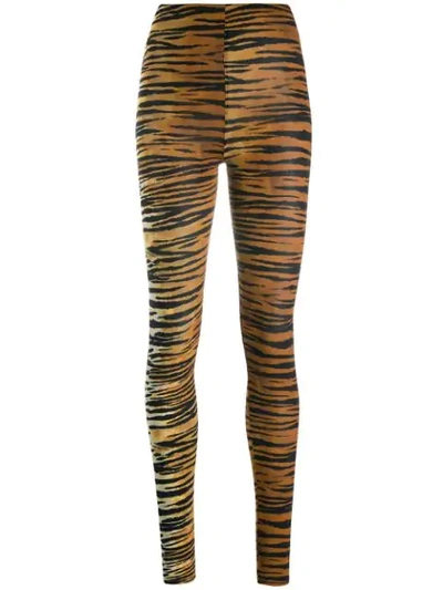 Alexandre Vauthier Tiger Print Leggings In Brown