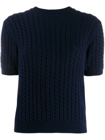Alessandra Rich Braided Knit Top In Blue
