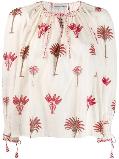 Antik Batik Palm Printed Blouse - White