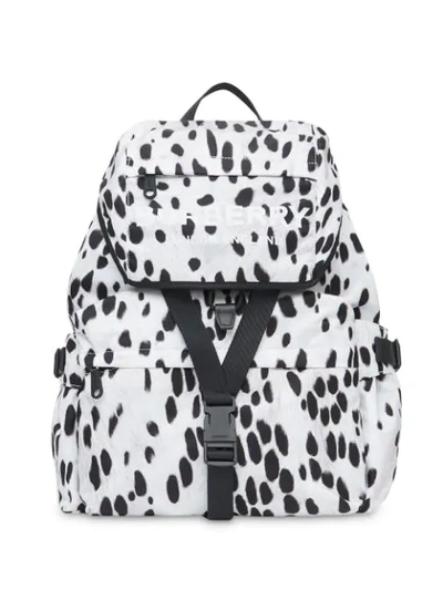 Burberry Logo And Dalmatian Print Nylon Backpack In White
