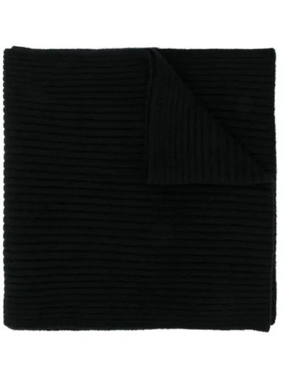 N•peal Short Ribbed Scarf In Black