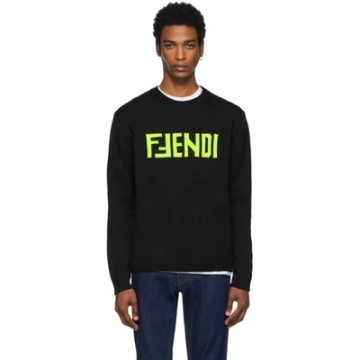 Fendi Ff Logo Embroidered Jumper In Black