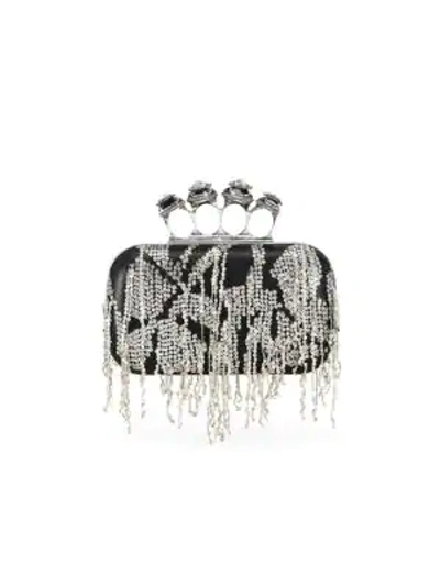 Alexander Mcqueen Spider Four-ring Jewelled Leather Box Clutch In Multi