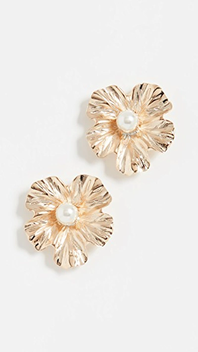 Anton Heunis Flower Stud Earrings In Pearl/gold