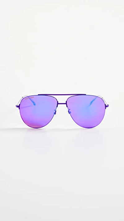 Balenciaga Naked Pilot Sunglasses In Vioet With Purple Mirrored Len