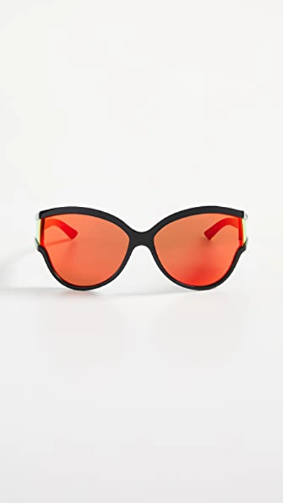 Balenciaga Unlimited Soft Mask Sunglasses In Black With Orange Solid Lens