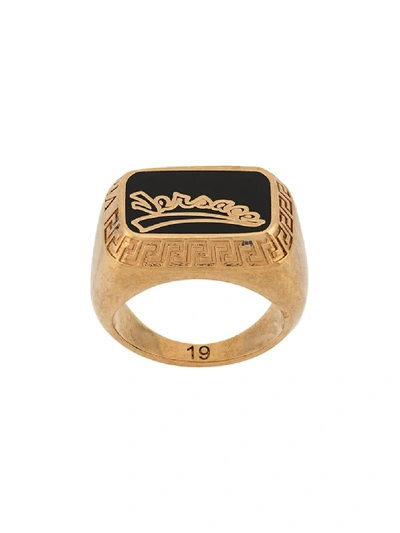 Versace 'team' Ring Mit Logo - Gold