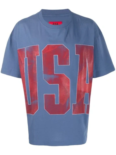 424 Usa Slogan Print T-shirt In Blue