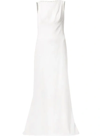 Tadashi Shoji Back Embroidered Gown In White