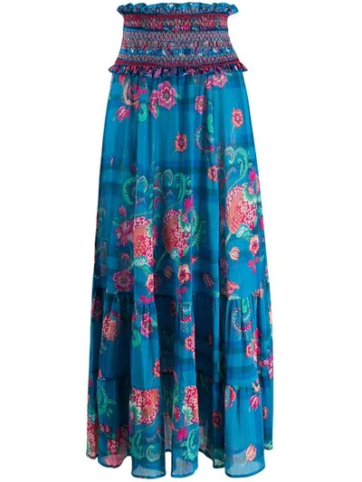 Anjuna Floral Print Maxi Skirt - Blue