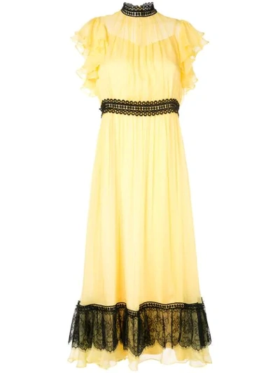 Copurs Lace Hem Dress In Yellow