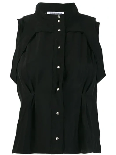 Courrèges Sleeveless Button Down Shirt In Black