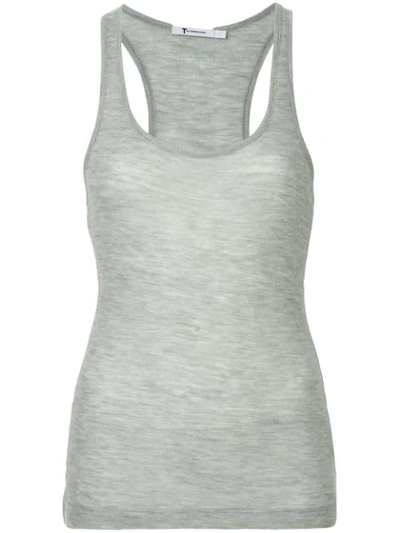 Alexander Wang T Cropped Mélange French Cotton-terry Tank In Grey