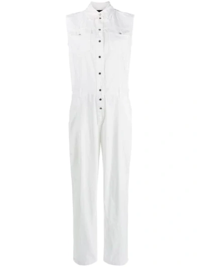 Pinko Sleeveless Buttoned Jumpsuit In Z05 Bianco