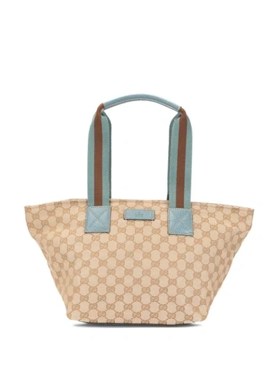 Pre-owned Gucci Shelly Line Gg Hand Tote Bag In Brown