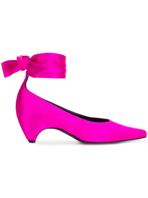 pink satin pumps