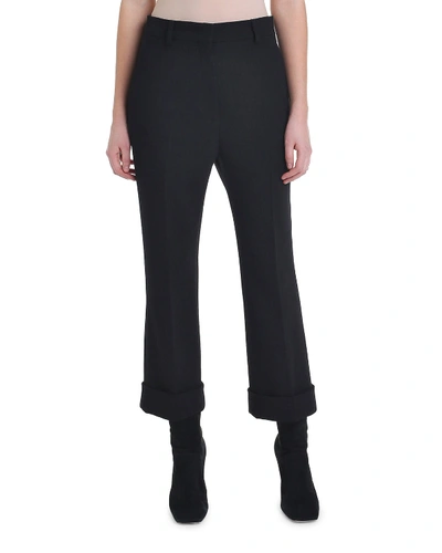 Fendi Cropped Wool Crepe Skinny Pants In Black