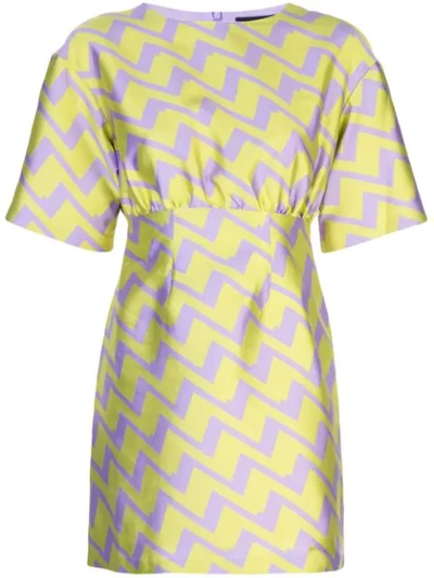 Cynthia Rowley Evanstron Zigzag Print Dress In Purple