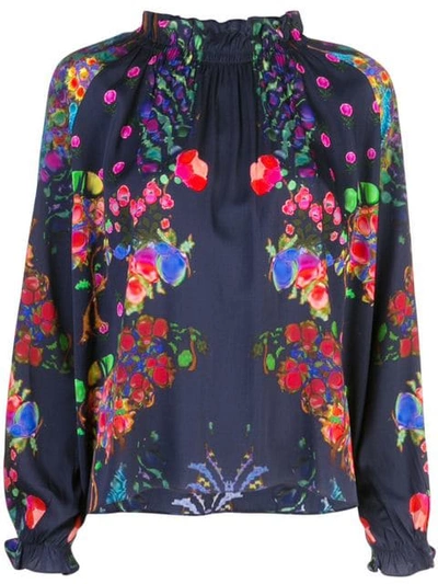 Cynthia Rowley 'roseland' Bluse Mit Rüschenkragen In Multicolour