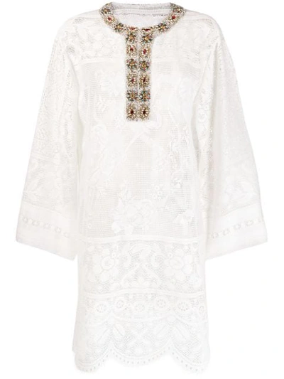 Dolce & Gabbana Embellished Kaftan In White