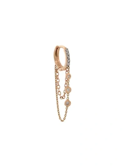 Kismet By Milka 14kt Rose Gold 3 Diamond Solitaire Chainy Hoop Earrings