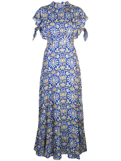 Cynthia Rowley Talia Flutter Sleeve Dress In Blue