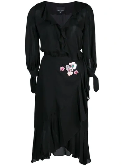 Cynthia Rowley Genevieve Ruffle Wrap Dress In Black