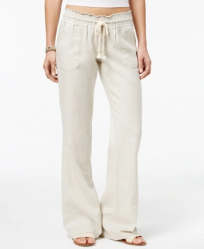 Roxy Juniors' Oceanside Wide-leg Drawstring Pants In Stone