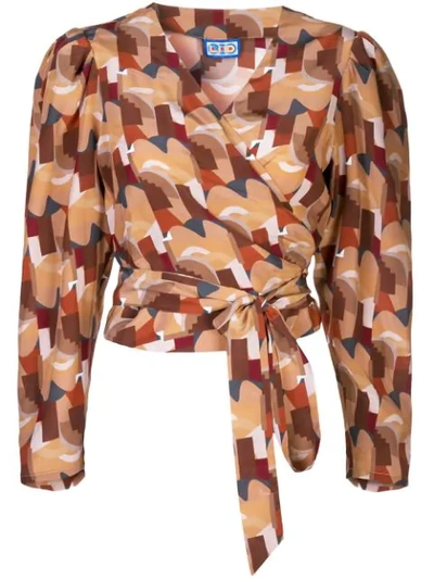 Lhd Bonifacio Abstract Print The Odalys Blouse In Neutrals