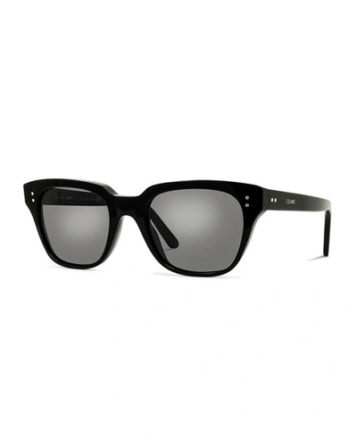 Celine Men's Square Acetate Sunglasses In Black/gray