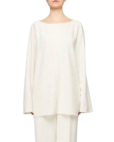 The Row Luida Long-sleeve Boucle Top In Neutral Pattern