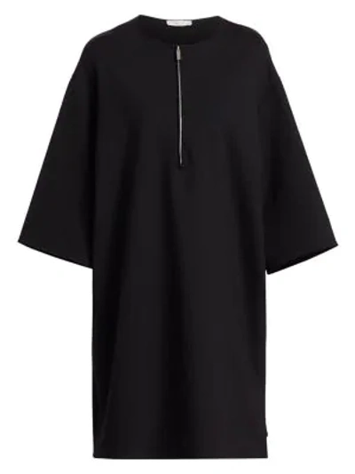 The Row Latif 3/4-sleeve Zip-front Scuba Dress In Black