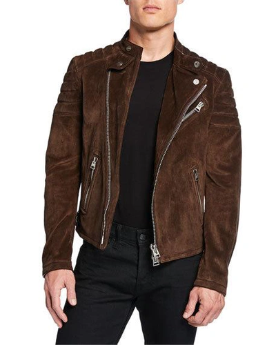 Tom Ford Men's Icon Suede Biker Jacket In Brown