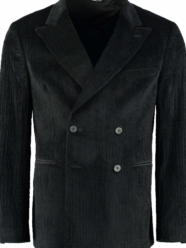 Tonello Corduroy Double-breasted Jacket In Black | ModeSens