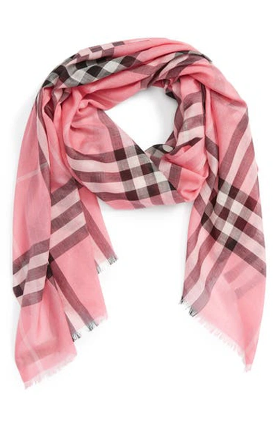 Burberry Giant Check Print Wool & Silk Scarf In Na